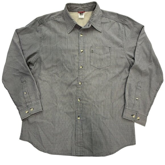 The North Face Shirt Mens Large Blue Gray‎ Plaid Long Sleeve Button-Up Pocket - Picture 1 of 10